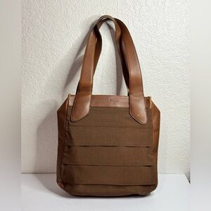 Salvatore Ferragamo Tiered Brown Grosgrain Tote Bag